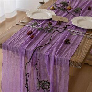 New Spring Table Runner Lavender Gauze Rustic Boho Lilac Cheesecloth Grape Table